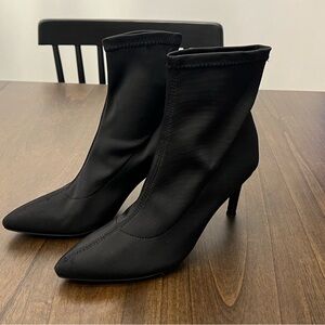 Black, Stretchy Ankle Bootie, 3 Inch Tall, Pointy Toe